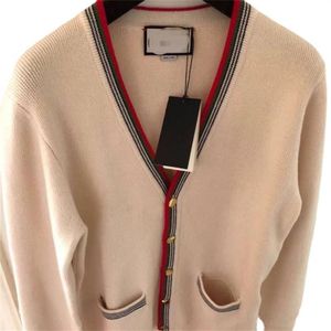 Kvinnors tröja stickad designer stickade cardigans brev mode tröjor v-hals långärmad cardigan casual jacka stickade skjortor a3229