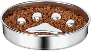 Dog Bowls Feeders Slow Feeder Dog Bowls 304 Stainless Steel Metal Dog Food Bowls Dog Water Bowl for Small Medium Sized Dogs 231023