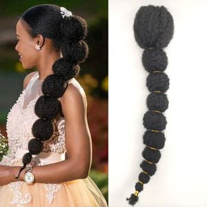 Hair Bulks Haarteil-Schwanzverlängerung für schwarze Frauen, Afro-Puff, verworrener lockiger Pferdeschwanz, Clip-in-Kordelzug, falscher Zopf, synthetisch, 231025