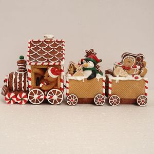 Decorazioni natalizie Regalo del treno di Babbo Natale Decorazione natalizia 2024 Figurine per interni Statue Sculture Ornamenti natalizi Artigianato per la casa Orso 231025