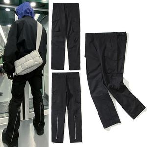 Cmmawear Vibe Pants Black Pocket Zipper High Street Style Bell Bottom Bottoms Spodni Men207Q