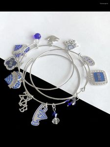 Bangle Hand Made Blue Crystal Sorority Heart Handsign 1920 ZPB Bangles Armband