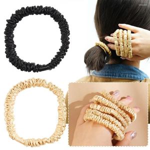 Accessori per capelli 5/10 pezzi Nastri per capelli in pura seta di gelso Cravatte per donne Ragazze ricci spessi e sottili in raso nero da donna