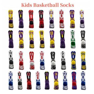 Balls Kids Basketball Socks Breathable Cotton Middle Tube Boy Girl Towel Running Cycling Sports Number Star Children 231024