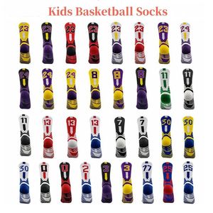 Bälle Kinder Basketball Socken Atmungsaktive Baumwolle Mittelrohr Junge Mädchen Handtuch Laufen Radfahren Sport Nummer Stern Kinder 231024