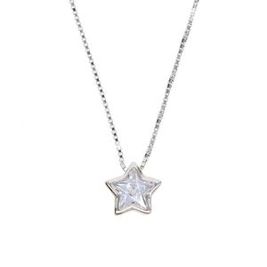 100% REAL 925 Sterling Silver Star Heart Shape Pendant Halsband med Silver Gold Box Chain Halsband för Wedding Jewerlry299a