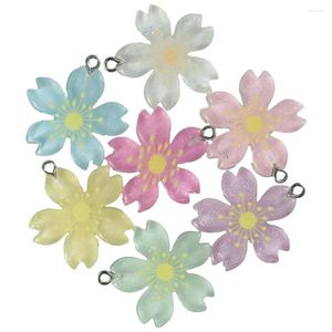 Decorative Flowers Alloy Loops Resin Dangle Keychain Jewelry Making Multicolor Cherry Blossom Accessories