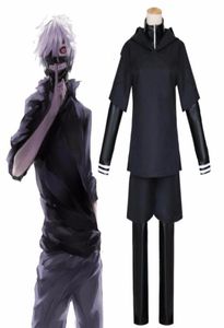 JP Anime Tokyo Ghoul Ken Kaneki Costume Cosplay Set completo Pelle nera Lotta Uniforme Donna Uomo Costume di Halloween con maschera Parrucca C091638292