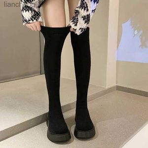 Boots 2023 منصة Winter Winter Women Over The Knee Boots Stretch Strend Joots Boots Long Slip-On Scay Bottom Shoes WomanL231025