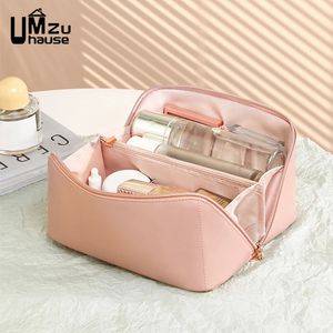 Cosmetic Bags Cases Bag Leather Large Case with Zipper Makeup Toiletries Brush Lipstick Pocket Big Storage Women Travel Portable Organizers 231025