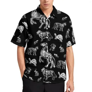 Mäns avslappnade skjortor punk gotisk semester skjorta djur tryck hawaiian man trendiga blusar korta ärm grafiska kläder plus storlek 3xl 4xl