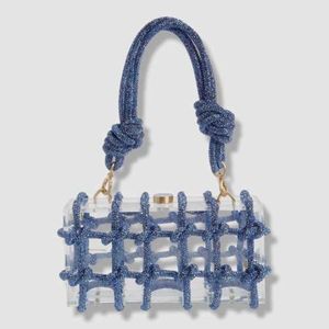 Вечерняя акриловая сумка-клатч со стразами и узлом, дизайнерская прозрачная сумка через плечо с кристаллами и бриллиантами, вечеринка, свадебный кошелек