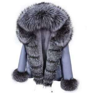 Womens Fur Faux Maomaokong Winter Luxury Jacket Women Real Coat Big Natural Raccoon Collar Hood Thick Warm Short Parkas Streetwear 231023