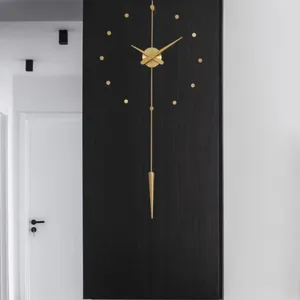 壁時計リビングルーム時計作品ハンドエレガントユニークなアールデコホームゴールドラウンドモダンデザインキッチンワンドゥー装飾