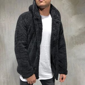 Mens Wool Blends Autumn and Winter New Hot Wool Coat Men's Elegant and Fashionable Warm Plush Single Chest Pocket Hooded Jacket Men's Casual Coat 231025