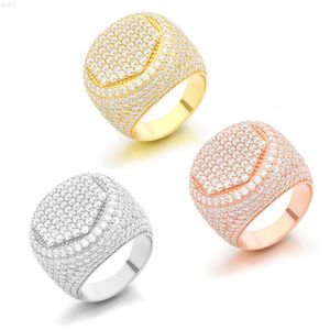 Pushi hiphop vvs tydlighet d färg silver lysande rund klippt platinum diamant testare män vvs moissanite ring