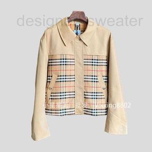 Women's Jackets Designer High end 23 Autumn/Winter Polo Collar B Plaid Spliced Casual Coat Windbreaker Jacket Y83H