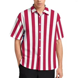 Men's Casual Shirts American Flag Print Vacation Shirt Red Stripes Hawaii Men Harajuku Blouses Short-Sleeve Design Tops Big Size 4XL