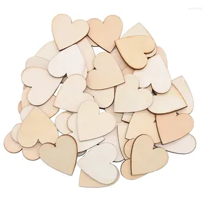 Party Decoration 1-5mm Unfinished Wooden Hearts Blank Wood Slices Heart Love DIY Crafts Natural Supplies Wedding Table Centerpieces