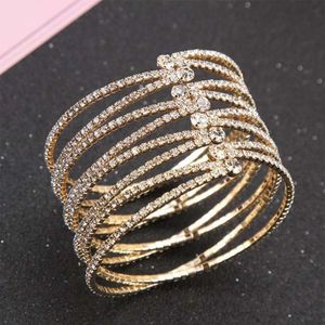 Europe and America exaggerated bracelet women rose gold crystal fashion multi-layer bracelet Korean personality temperament bracelet