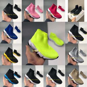 Barn designer tränare småbarnskor tjej stickade sock stövlar pojke trippel svart rosa grön löpare sneakers förskola blå gul vinter boot US 6C 6C 7C 8C 9C 10C