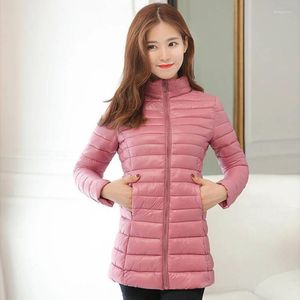 Women's Trench Coats Winter Women Jacket Slim Lightweight Coat Quilted Warm Parkas Pocket Zipper Mid-length Outerwear Solid Mujer