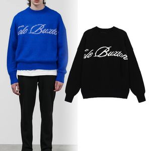 Basit slogan ile artı boyutu erkek kazak sıcak kal ve havalı kış sonbahar örgü sweatshirts 23fw 25 Ekim