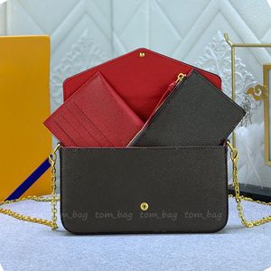 Drei-in-eins-Damen-Kettentaschen, Designer-Tasche, Handtasche, luxuriöse Umhängetaschen, Geldbörse, Geldbörse, Messenger-Handtaschen aus Leder, Blumen-Crossbody-Mädchen-Taschen-Clutch