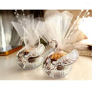 Present Wrap 30 Set Wedding Favor Boxes Acrylic Swan With Beautiful Flower Candy Favors Novelty Baby Shower