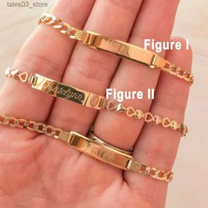 Charm Bracelets Man ID Gold Bracelet Custom Made Engraved-Personalized Cuban Link Bracelet Silver Diamond Jewelry Engraving Summer Gift for Men Q231025