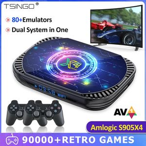 Game Controllers Joysticks TSINGO Arcade Games Console X4 Mini Built-in 90000 Games 80Emulators For SS/DC/MAM/C64 Dual System S905X4 CPU 4K HD WiFi TV Box 231024