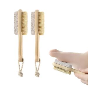 Bath Mane Bristles Clean Feet Brush Wooden Pumice Stone Feets Pedicure Callus Removal Foot Care Brushes Remover Dead Skin Cleaning NEW