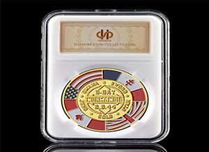 Arts and Crafts 1994 Great War DDay Normandy War 70th Anniversary 1oz Gold Plated Token Commemorative Coin WPccb Box7545669