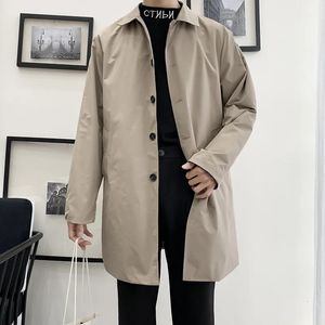 Men s Trench Coats M 5XL Plus Size Coat Loose Fit Long Lapel Single Breasted Windbreaker Jacket Button Overcoat Men Clothing XXXXXL 231025