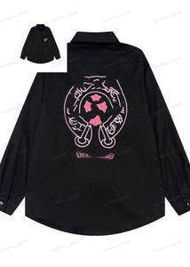 Designer-Shirts, Jacke, Chrome, Frühling/Herbst, Herz-Hoodie, lockeres kariertes Hemd für Männer, Frauen, Paare, lässig, Chromees-Herzen-Mantel, langärmelig, RHIW