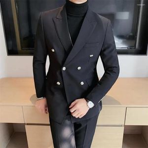 Herrenanzüge 2023 Zweireihiger Business-Anzug Schlanke einfarbige europäische und amerikanische einfache Jacke Top männlich