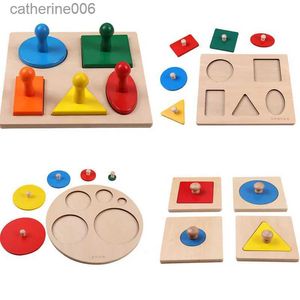 Pussel montessori pussel leksaker trä geometriska former sorterar matematik färgglad förskolans lärande utbildning spel baby småbarn toysl231025