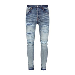 Designer-Hosen, gestapelte Jeans für Herren, dunkelblau, schmal, gerade, Röhrenloch, elastisch, lässig, Mode, einfach, Straßentrend, Motorrad, Hip-Hop, niedrige Taille, Jeans, modische Herrenjeans