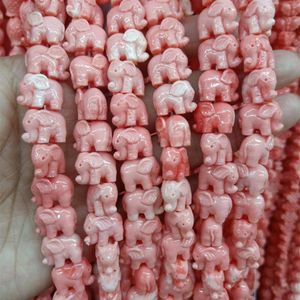 100pcs Little Elephant Pink Coral Beads 14mm Loose Spacer Bead DIY Bracelet Chram Jewelry Making Gifts336o