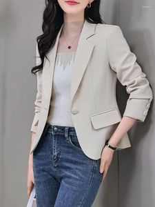 Damenanzüge Herbst Solide Langarm Anzugjacke Für Frauen Single Button Slim Business Blazer Mäntel Damen Koreanisch Büro Casual Chic