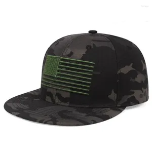 Ballkappen Ankunft Männer Frauen Baseballmütze USA Flagge Camouflage Stickerei Flache Hut Taktische Dschungel Hip Hop Sport Snapback Gorras EP0275