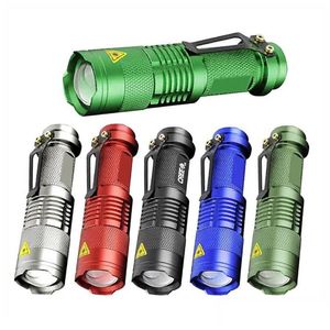 Laser Pointer Wholesale 7W 300Lm Sk-68 Odes Mini Q5 Led Flashlight Torch Tactical Lamp Adjustable Focus Zoomable Light 5 Colors Office Dhay6