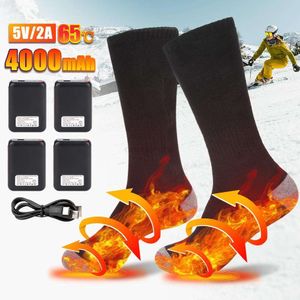 Meias aquecidas inverno puro algodão elétrico mah aquecimento masculino feminino esportes carregamento manter pés quentes esqui