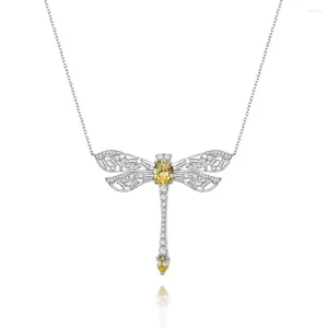 Kedjor Dragonfly Pendant Water Drop S925 Silver ClaVicle Chain Insect Design inlaid 5A Zircon Necklace Kvinna