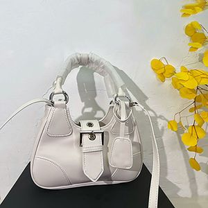 2023 designer bag splicing nylon half moon bag ladies French niche handbag triangle logo retro crossbody