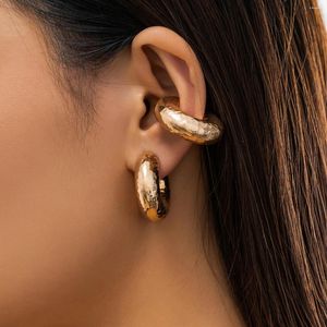 Backs Earrings 1PC Punk Chunky Round Circle Clip Earring For Women Gold Color C Shape No Piercings Fake Cartilage Ear Cuff Party Jewelry