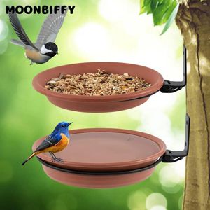 Other Bird Supplies 2pcs Deck Feeders Bath Tray Removable Adjustable Wall-mounted Large Capacity Outdoor Pajaros Seed Water Bowl