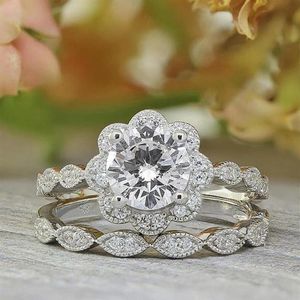 Choucong Brand New Top Sell Vintage Fashion Jewelry 925 Sterling Silver Couple Rings Round Cut White Topaz CZ Diamond Women Weddin2814