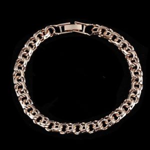 Charm Bracelets Bismark 585 Rose Gold Color Jewelry A Form of Weaving Long 7MM Wide Hand Catenary Men and Women 221114286e