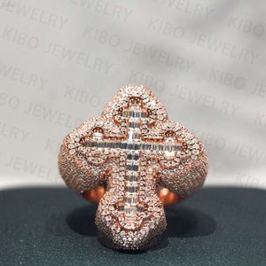 Роскошные ювелирные изделия в стиле рэпера, серебряное кольцо 925 пробы с крестом, Vvs, муассанитовое кольцо со льдом, мужское кольцо на заказ